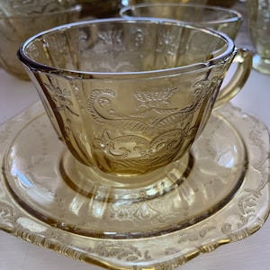 Federal Glass Amber Madrid Cup And Saucer Depression Glass