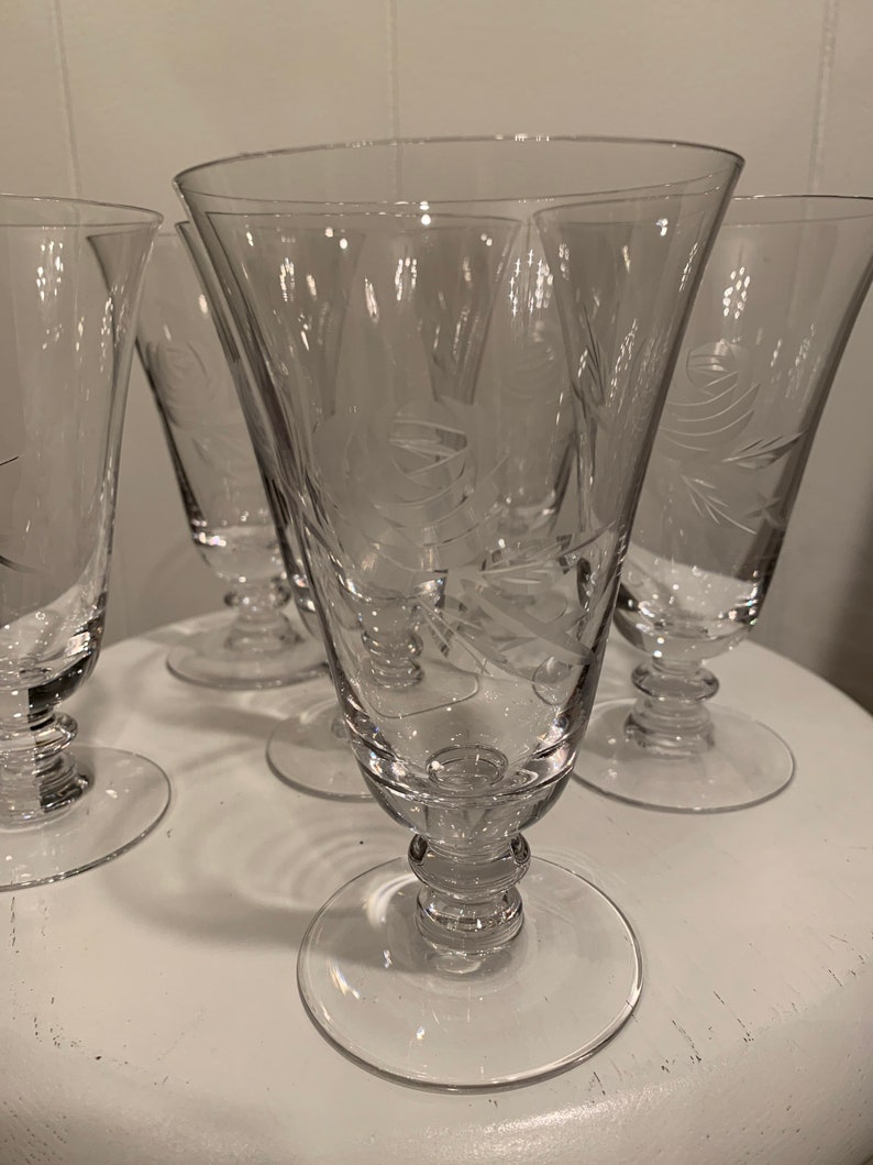 Vintage Fostoria Rose Stemware Ice Tea Glasses Wine Glasses Etsy