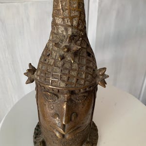 Vintage OBA Of Benin Bronze Head Queen Mother Nigeria Head