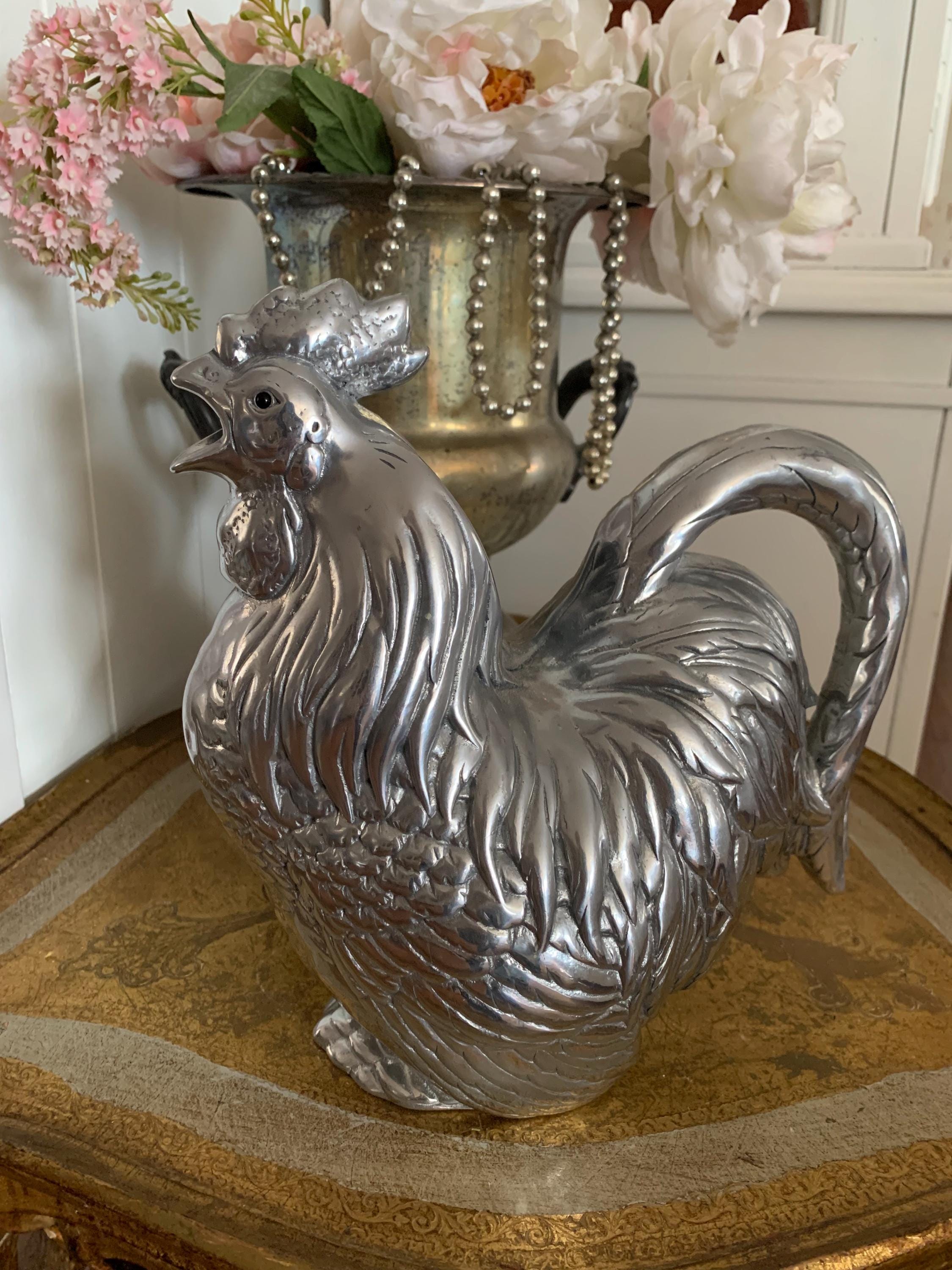 Arthur Court Rooster Pitcher Retired Pewter Chicken - Etsy