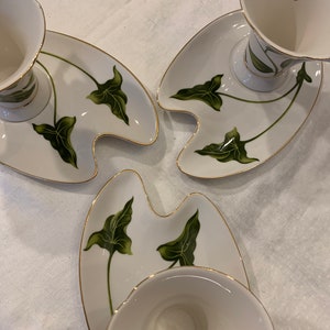 Vintage Set Of Three Teacups And Saucers Ivy Leaves Ornate