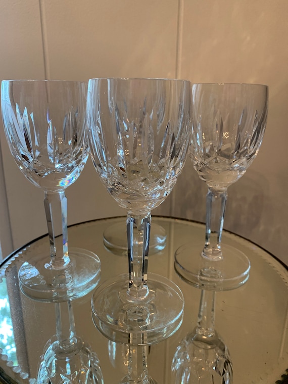 Large Crystal Water Wine Glass, Vintage Set of 4 Waterford Kildare