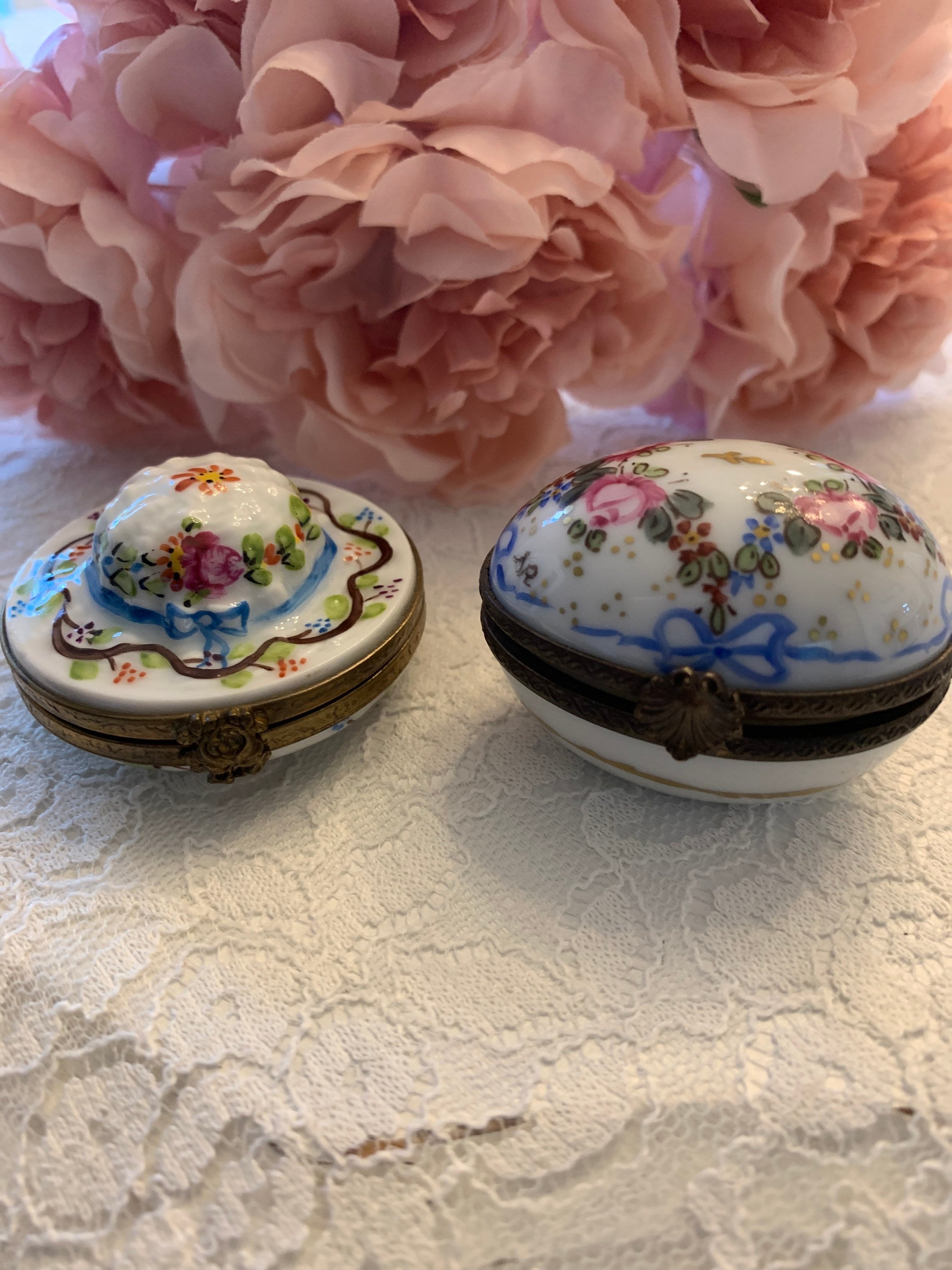 Limoges France Trinket Your Choice Egg or Hat Hand Painted