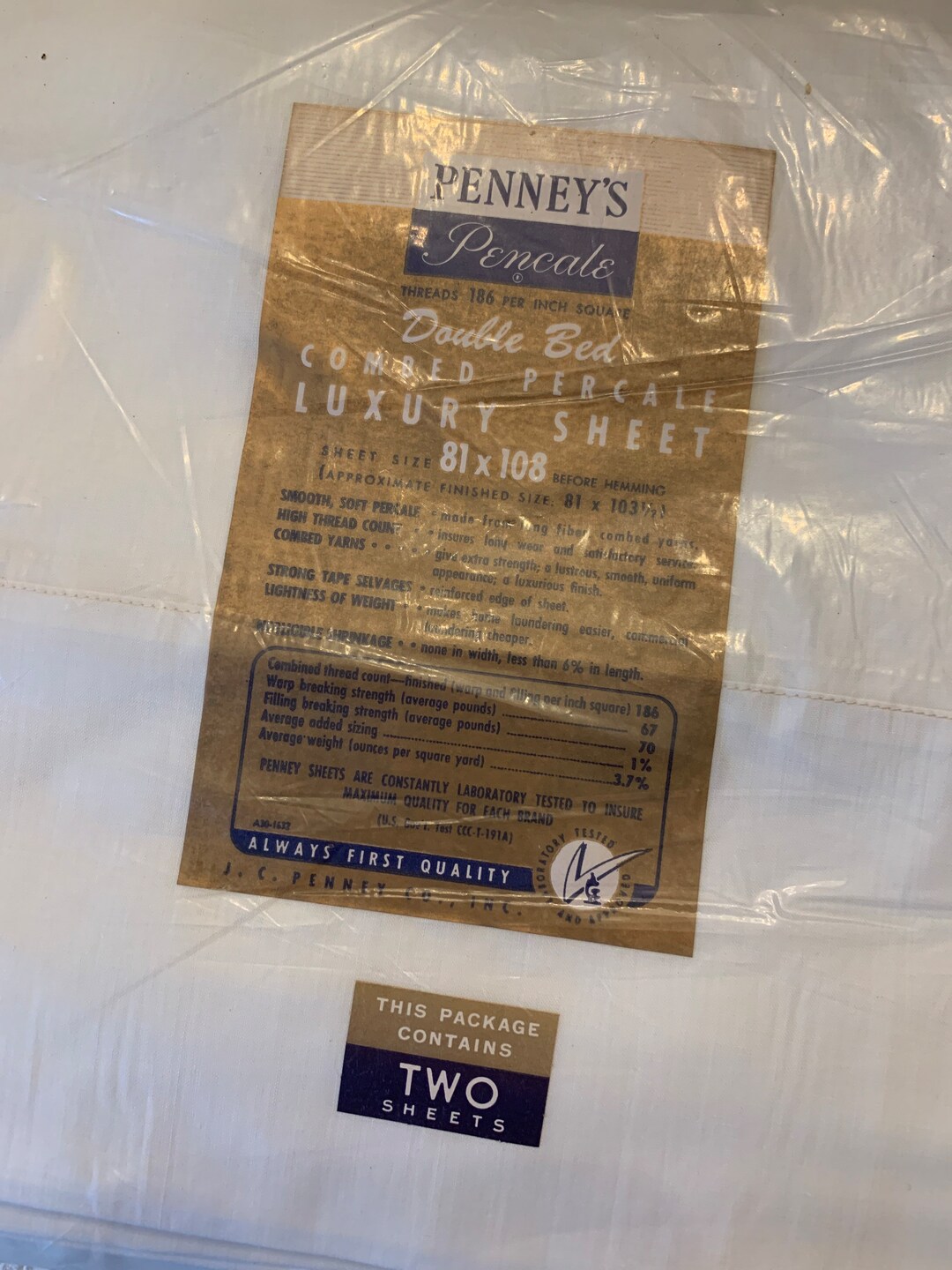 Vintage Pennys Pencale Luxury Sheets NOS White Double Size Etsy