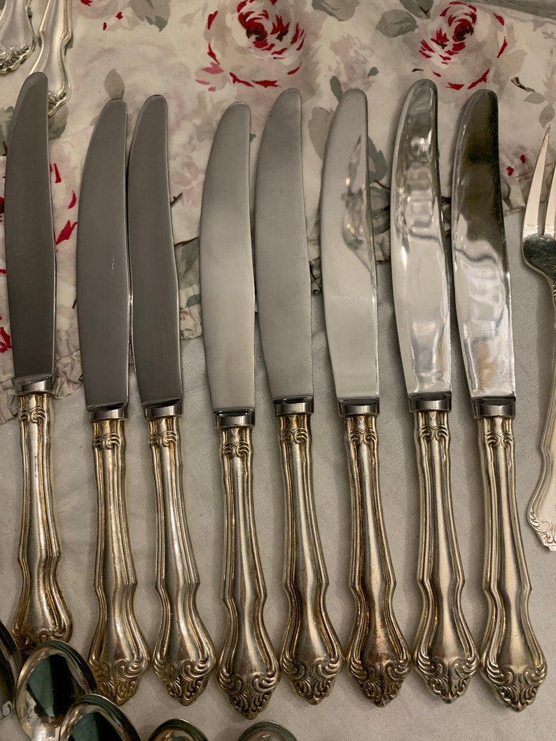 Vintage Flatware Nickle Silver Scroll Edges Replacements Old Silverware image 5