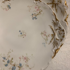Haviland France Limoges Oval Platter Or Round Tray Pink And Blue Flowers