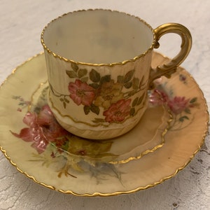 Royal Worcester England Demitasse Cup And Saucer Rare