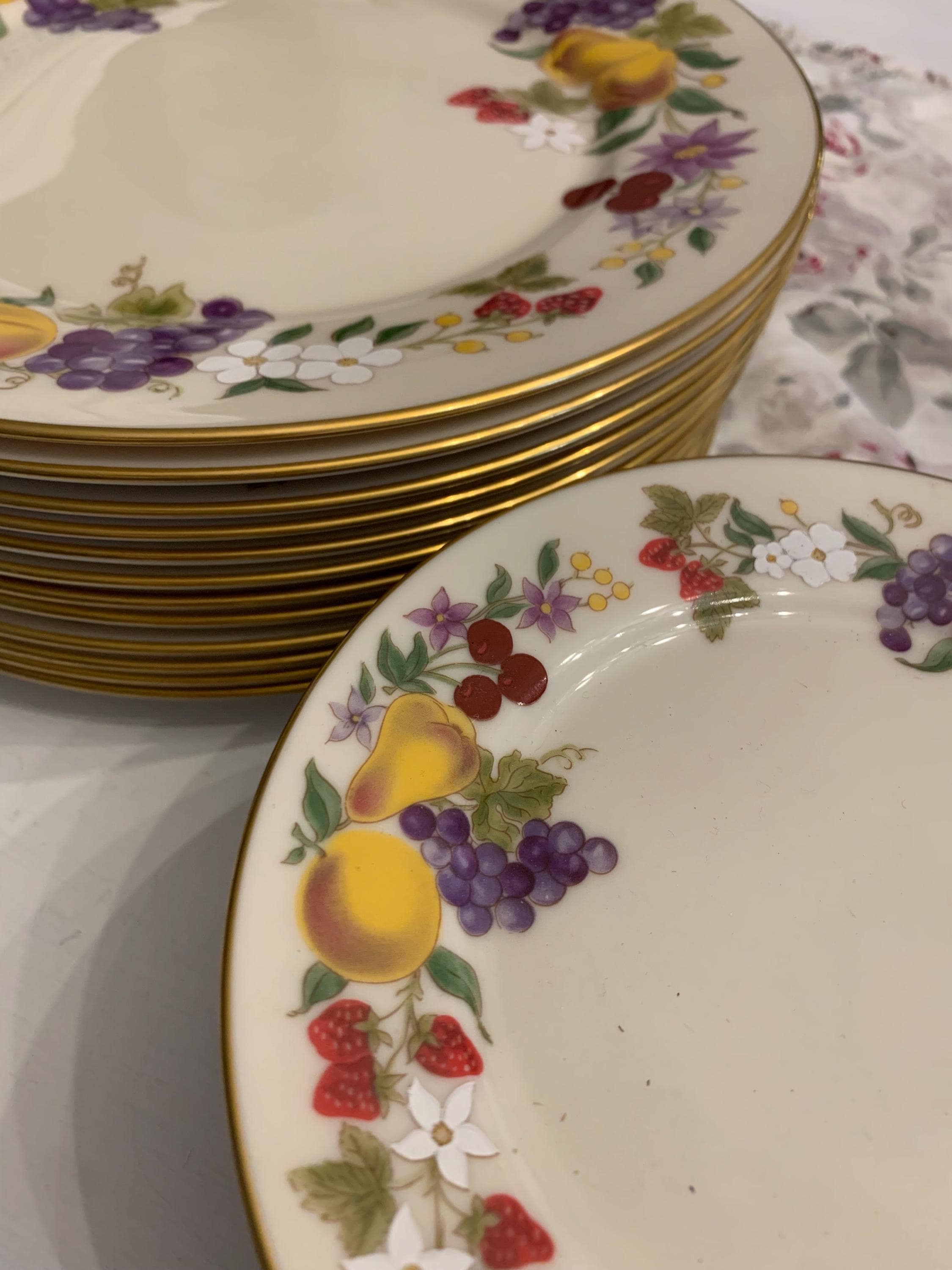 Vintage Lenox Special Fruit and Floral Rim Dinner Plate or Bread