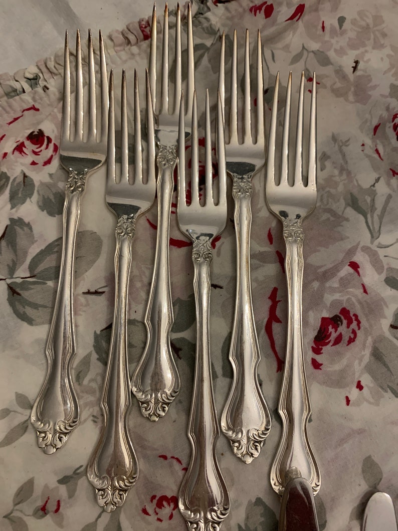 Vintage Flatware Nickle Silver Scroll Edges Replacements Old Silverware image 3