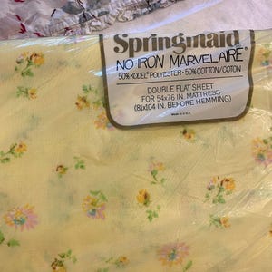 Vintage Springmaid Marvelaire Yellow Flat Sheet