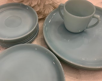 Fire King Delphite  Blue Glass Your Choice Salad Plate Or Sugar
