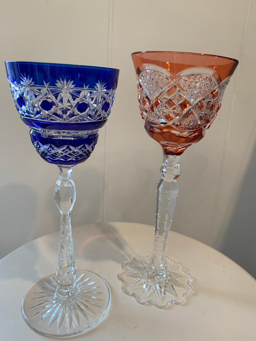 Cut to Clear Crystal Stemware Your Choice Blue or Etsy