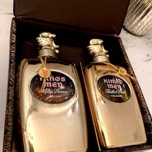 Vintage Kings Men Imperial Gold Flagon Cologne Set Rare Gift For Dad