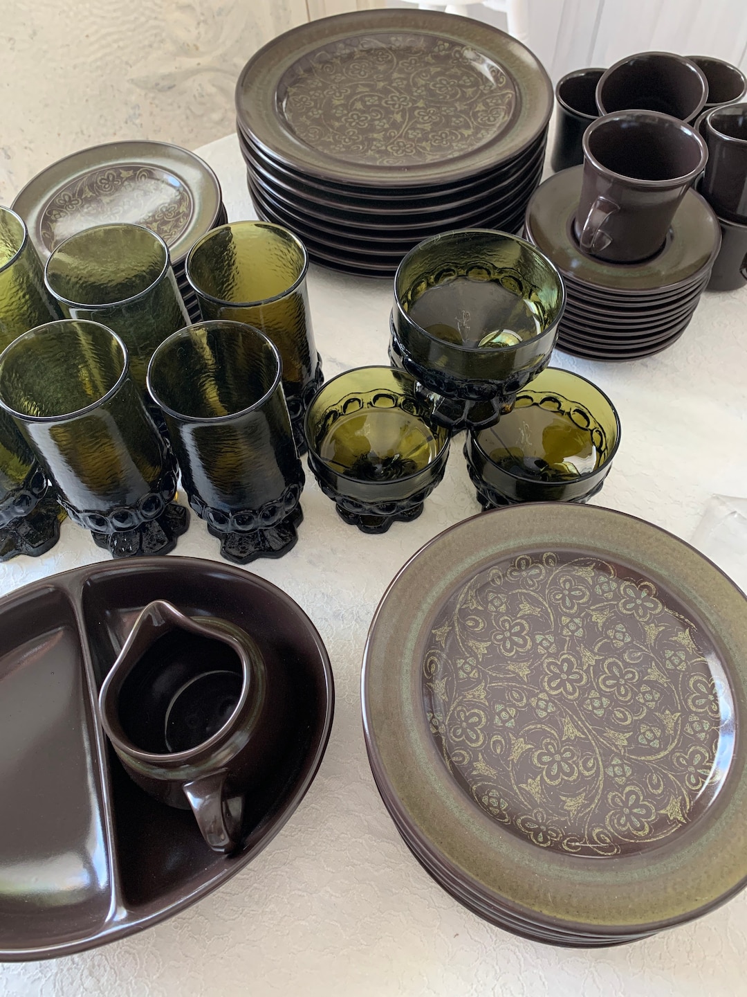 値下げ中✨超レア品❤️新品未使用✨ヴィンテージFRANCISCANサーバーセット Vintage Franciscan Hand Painted Earthenware Ivy Dinnerware Made in