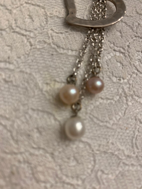 Vantel Pearl Necklace Heart Three Pearls Valentin… - image 4