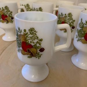 Vintage Corning Ware Spice Of Life Coffee Cups Pedestal Set Of Four