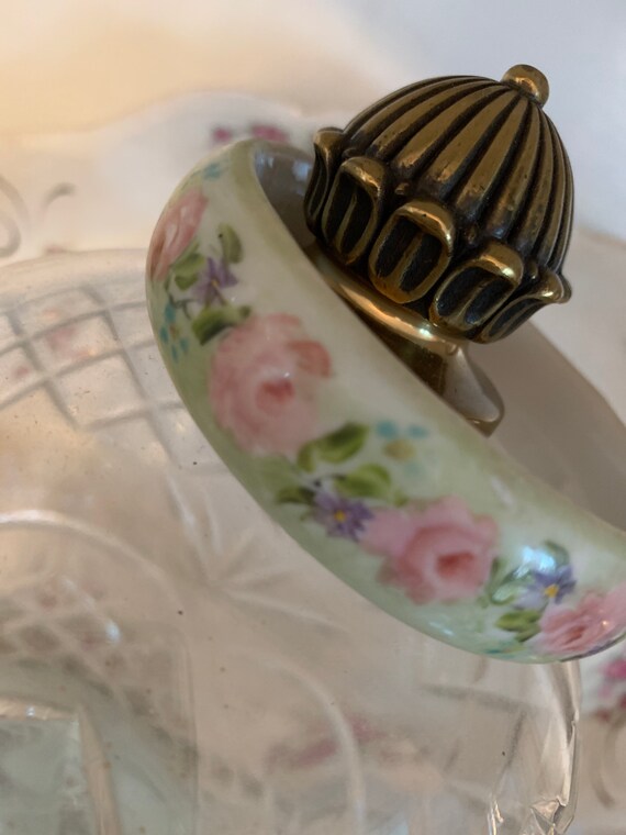 Gorgeous Vintage Hand Painted Porcelain Bracelet … - image 3