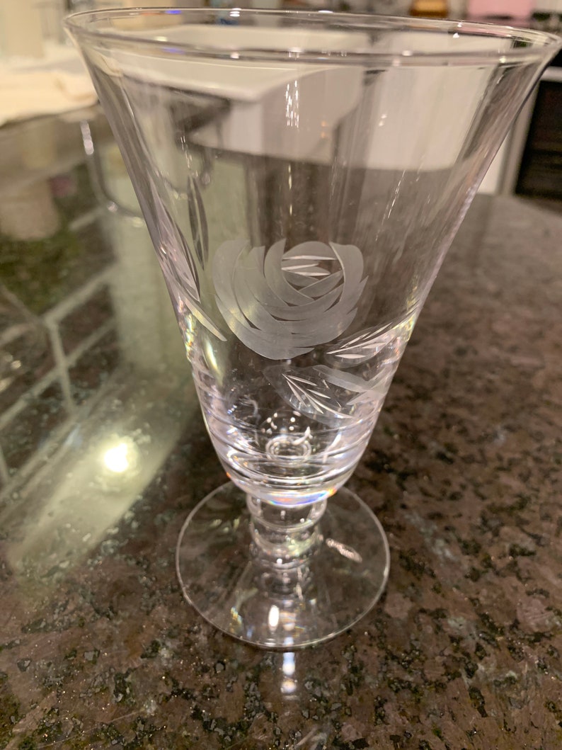 Vintage Fostoria Rose Stemware Ice Tea Glasses Wine Glasses Etsy