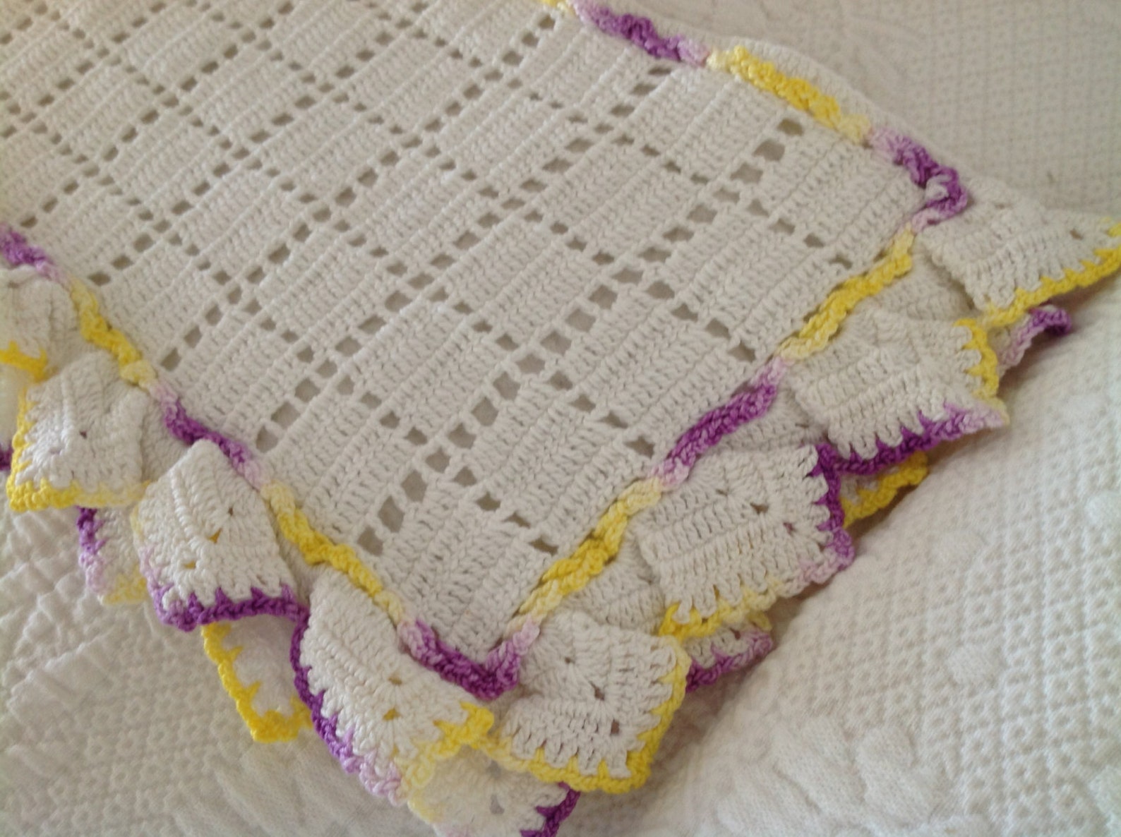 Crocheted Doily Vintage for the Toilet Tank White Yellow Etsy