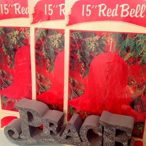 Vintage Paper Red Bell Honeycomb ~ Honeycomb Paper Decor ~ Home Decorating  ~ Party Supplies  ~ Christmas Or Wedding Party Decorations
