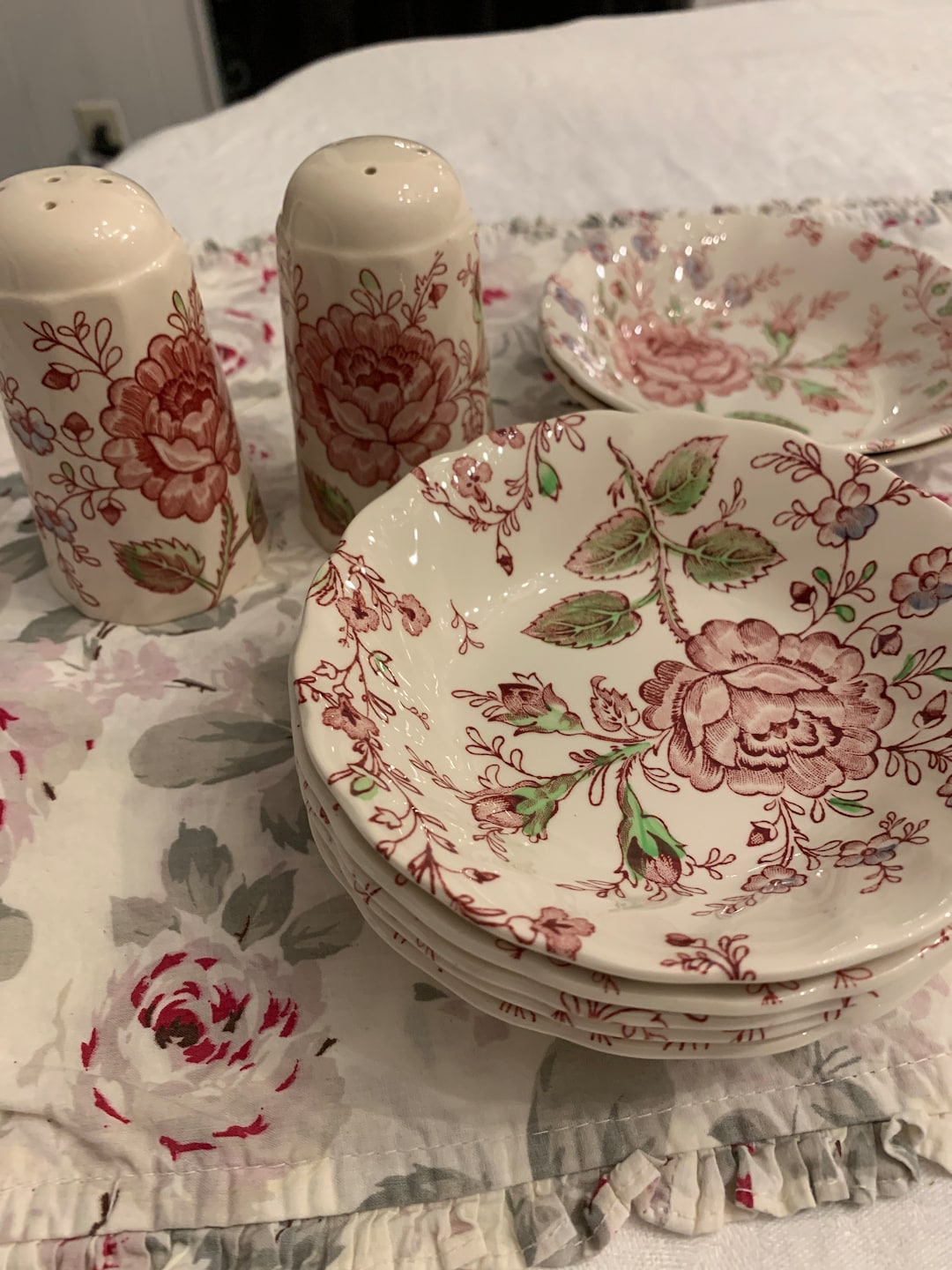Rose Chintz Johnson Bros Berry Bowls or Salt and Pepper Shakers Etsy