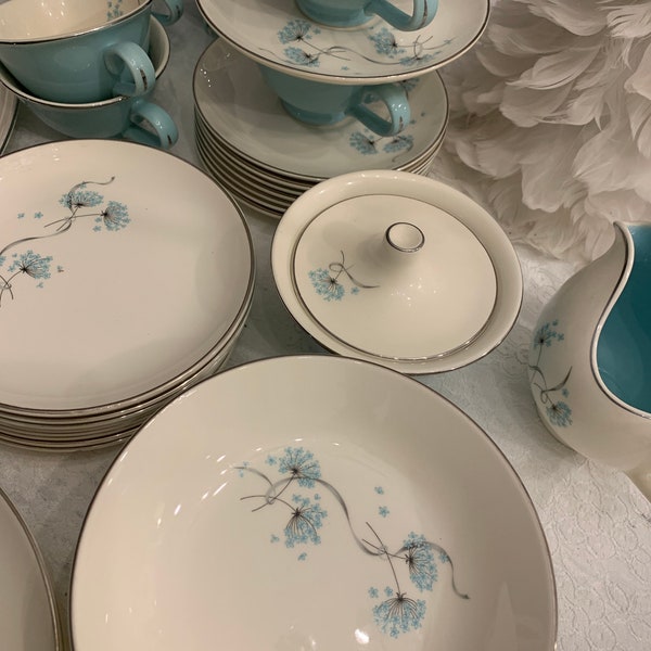 Taylor Smith Blue Lace Dinnerware Your Choice Bowl, Teacup and Saucer, Creamer, Sugar, Or Dessert Plate