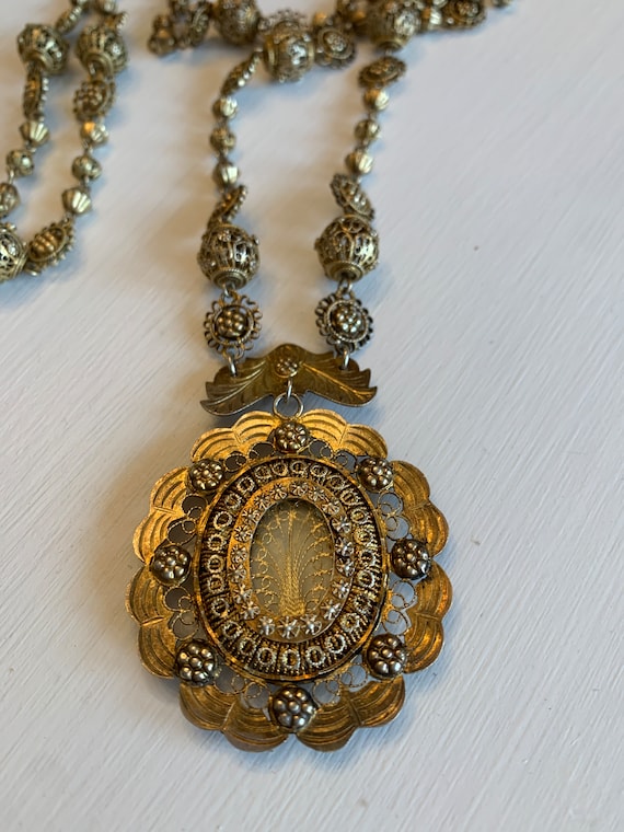 Victorian Silver Gold Gilt Filigree Necklace