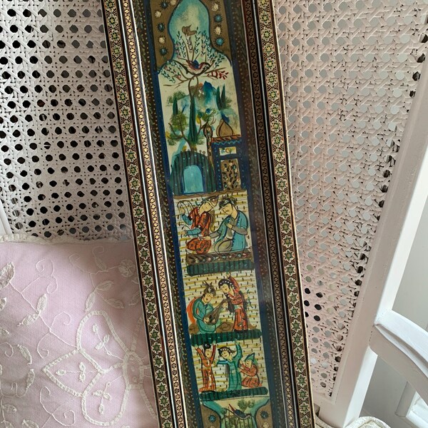 Hand Painted Persian Khatan Marquetry Wall Hanging