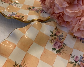 Mackenzie Childs Pottery Orange Marmalade Ruffled 9” Rose Plate Rare