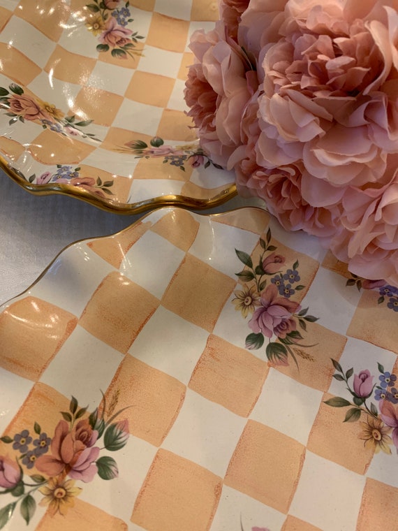 Mackenzie Childs Pottery Orange Marmalade Ruffled 9” Rose Plate