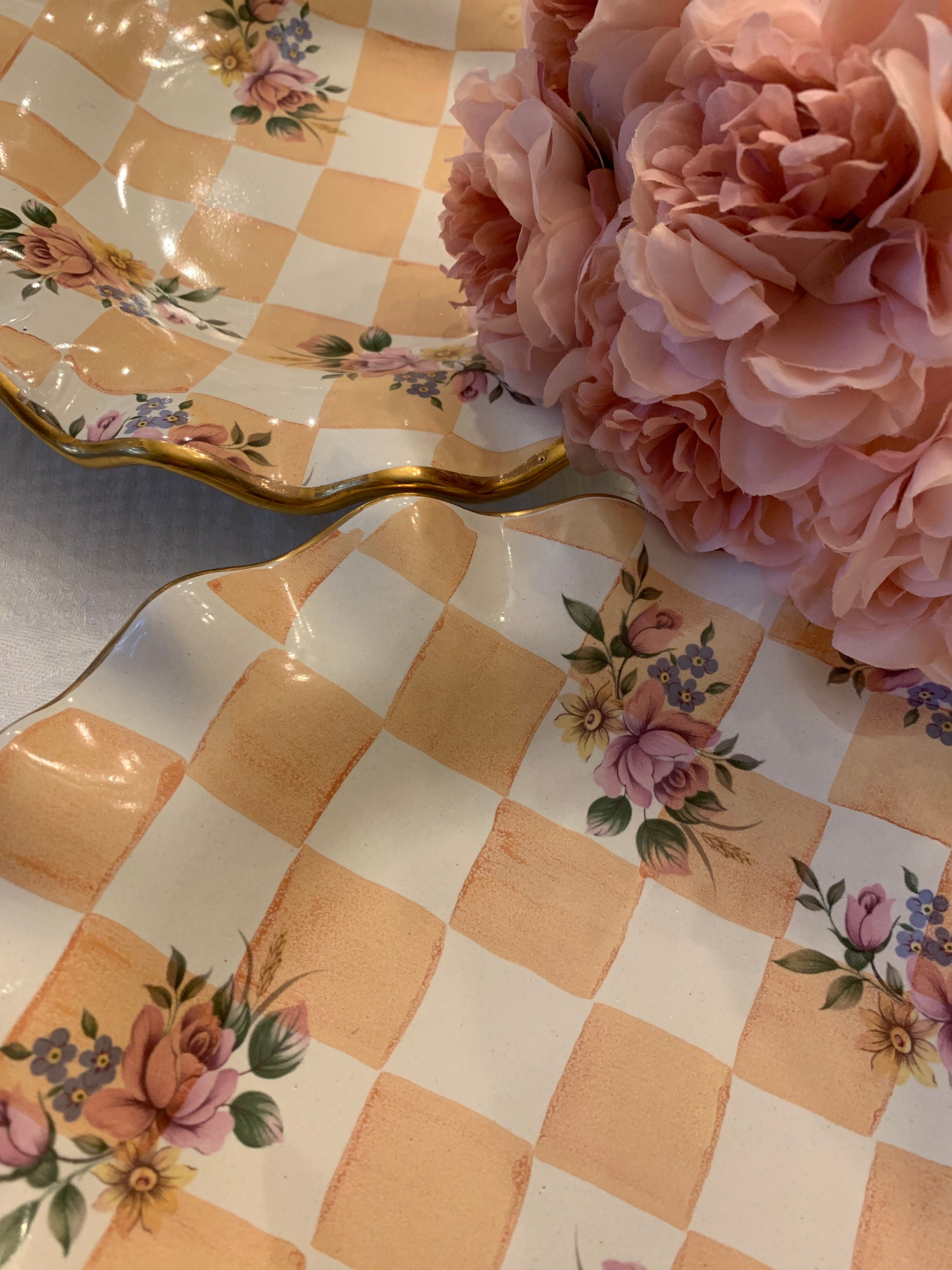 Mackenzie Childs Pottery Orange Marmalade Ruffled 9” Rose Plate