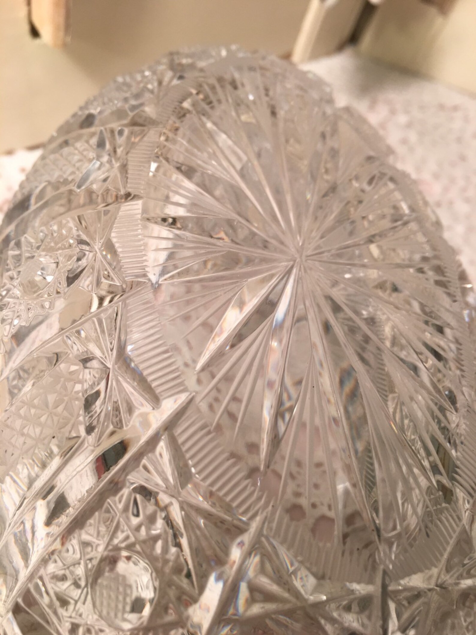 Beautiful Cut Glass Crystal Oval Bowl Very Heavy Glass Etsy