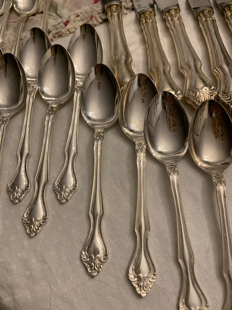 Vintage Flatware Nickle Silver Scroll Edges Replacements Old Silverware image 8