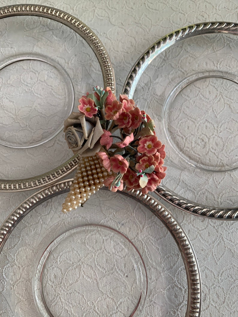 Sterling Silver Rimmed Etched Glass Plates Dishes Etsy