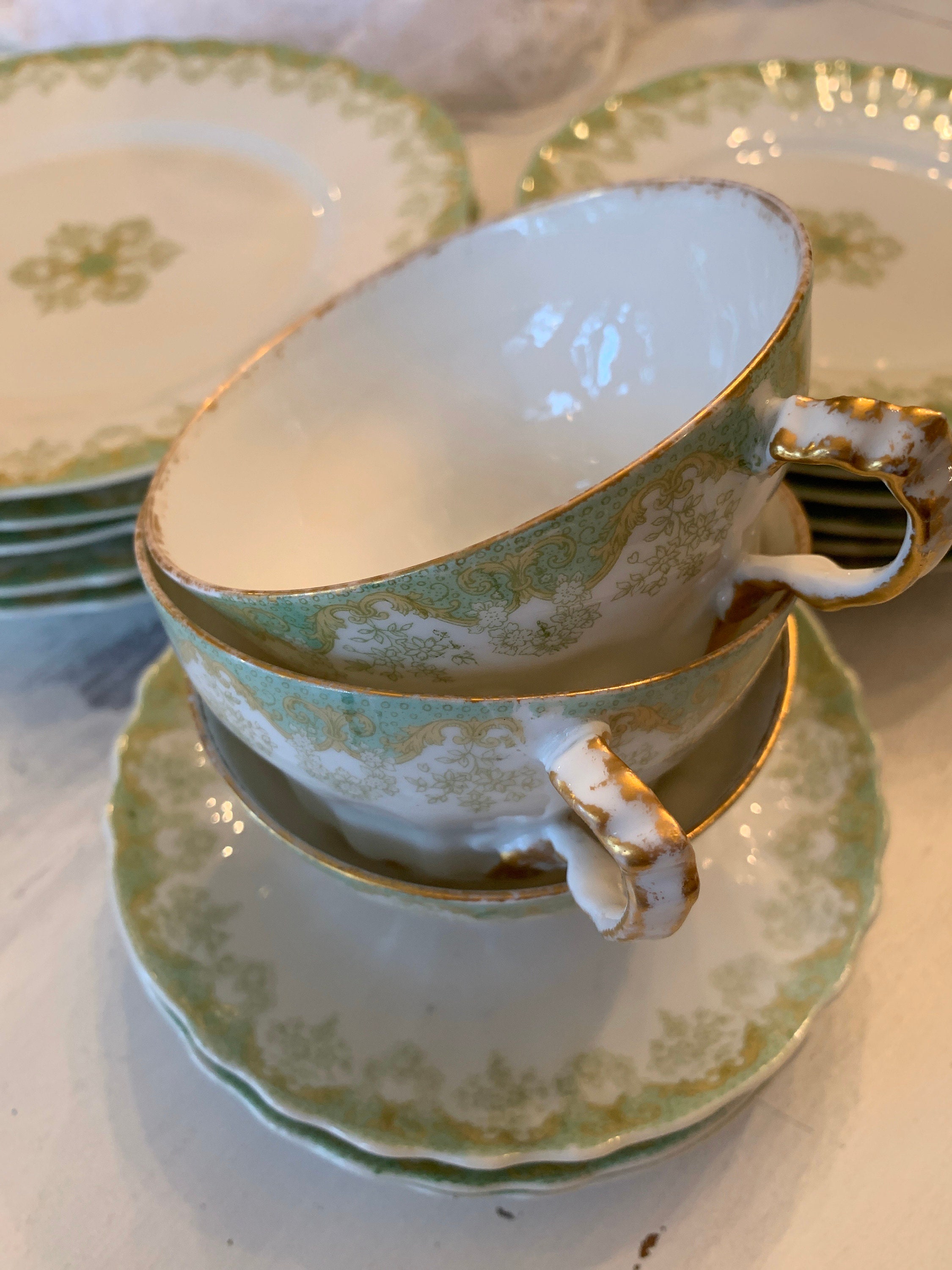 Theodore Haviland Limoges France Burley & Company China ~ Green 