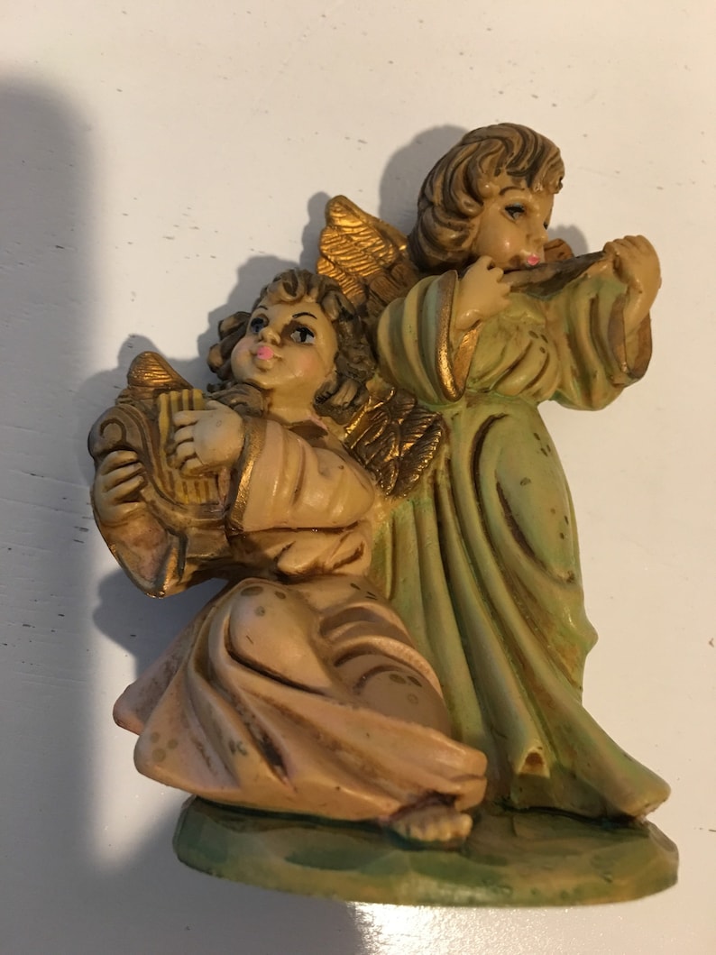 Figurine Two Angels Made In Italy Fontanini Cherubs Vintage Angels