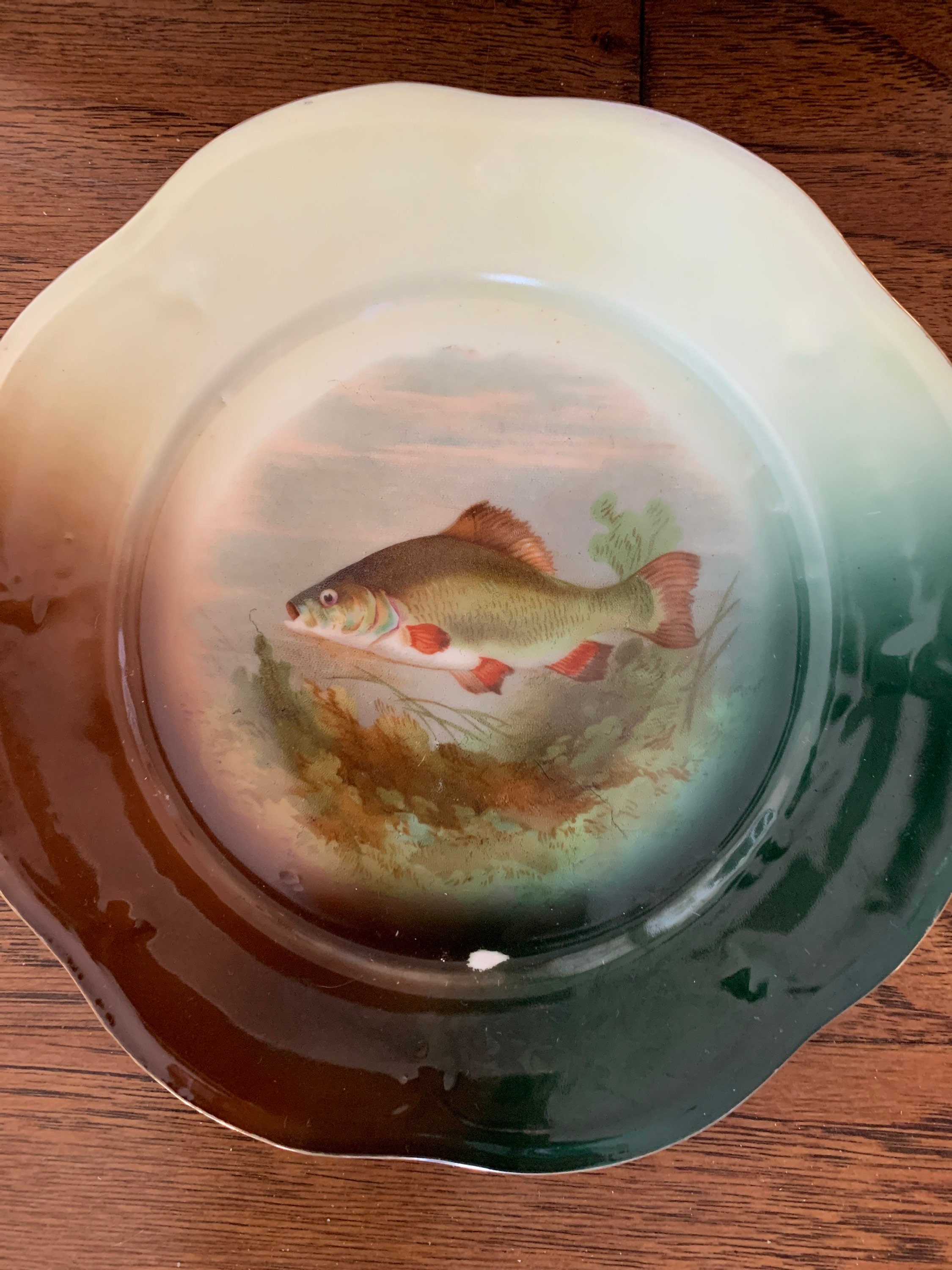 Kitchen & Dining Plates Dining & Serving Antique Fish Plate Set Z.S