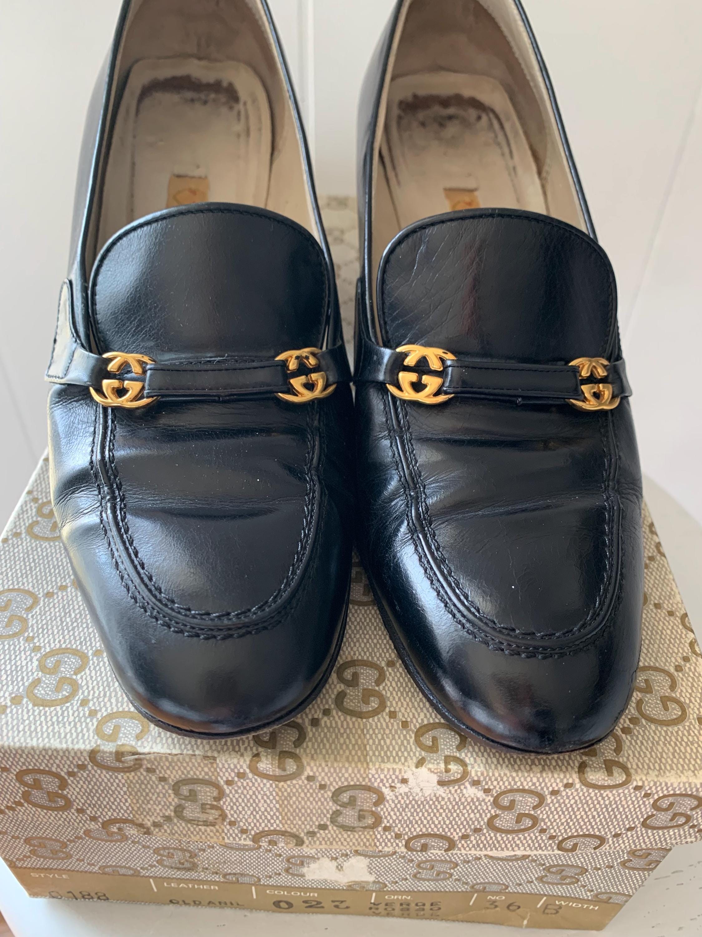 Box iconic Gucci Dress shoes w/the Silver G’s. Comes with original box Gucci New Denim GG Monogram Web Mens 1977 Tennis High Top  main image 3