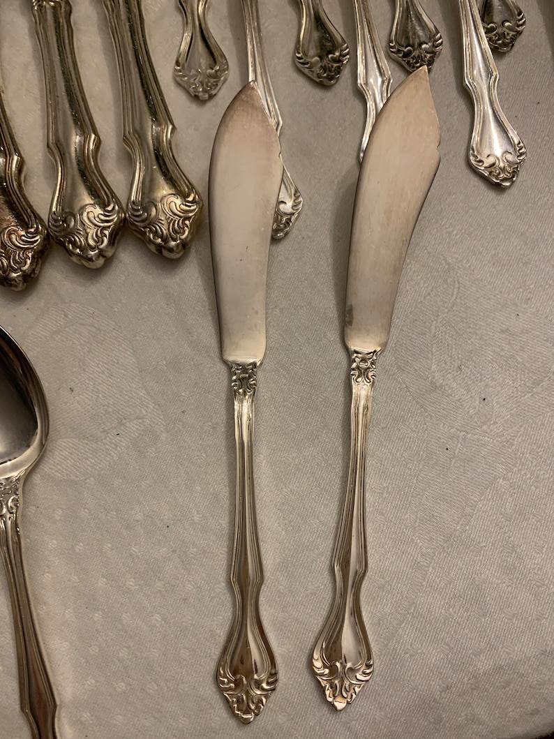 Vintage Flatware Nickle Silver Scroll Edges Replacements Old Silverware image 7