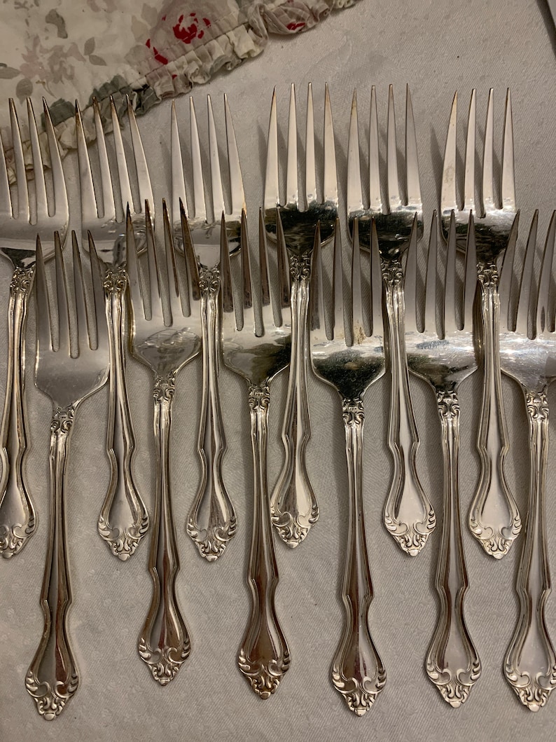 Vintage Flatware Nickle Silver Scroll Edges Replacements Old Silverware image 6