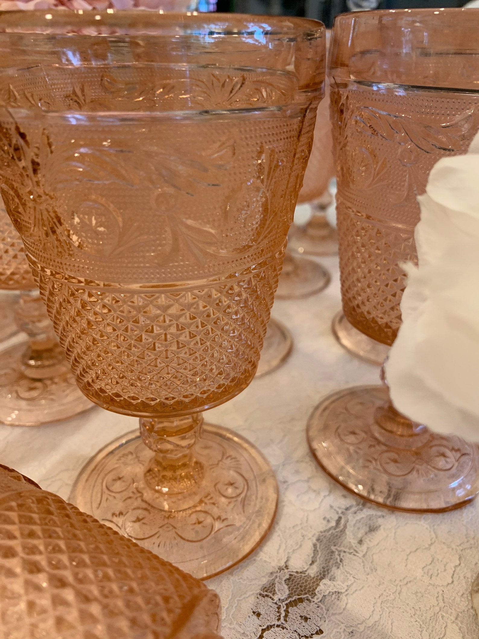 Beautiful Pink Glass Goblets Johnson Bros Everyday Pink Etsy