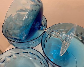 Noritake Aquarius Blue Champagne Glasses Set Of Four