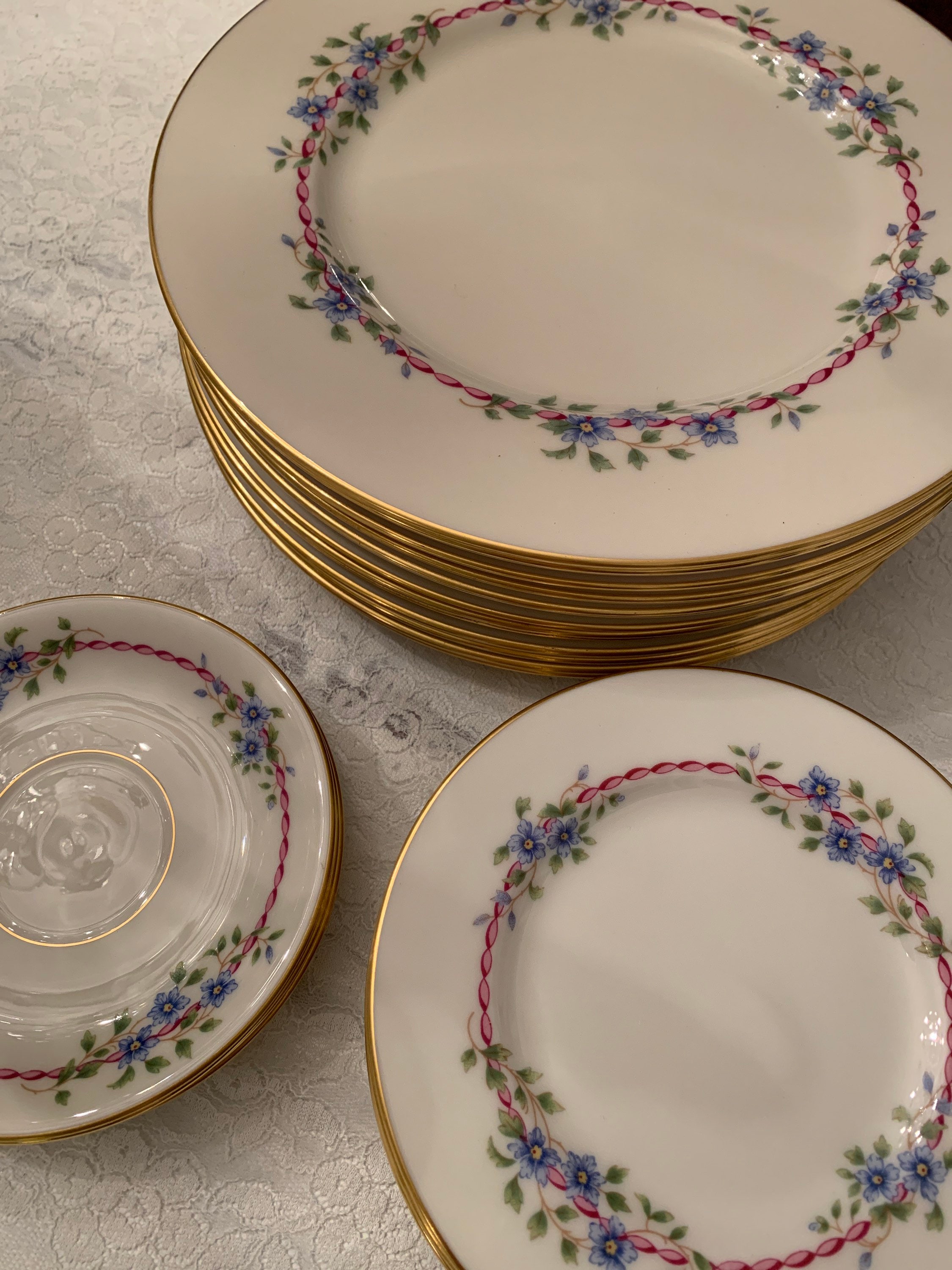 Lenox Belvidere China Replacements Plates Saucers Vintage China Pink and Blue Etsy Canada