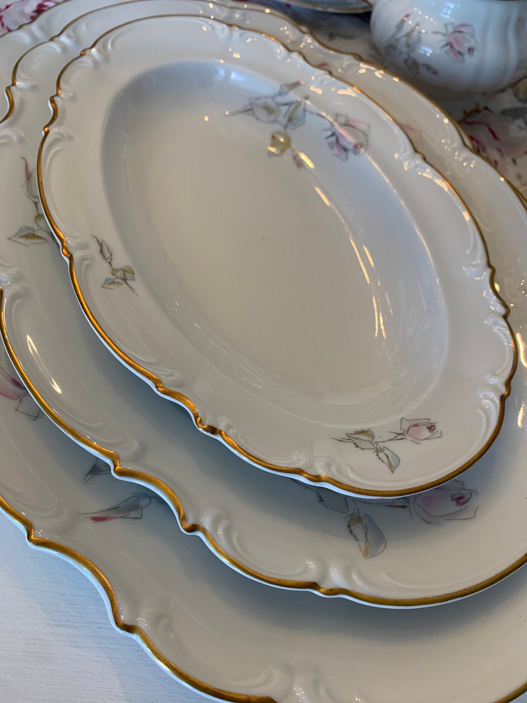 Hutschenreuther Germany Sylvia Pink Rose Platters - Etsy