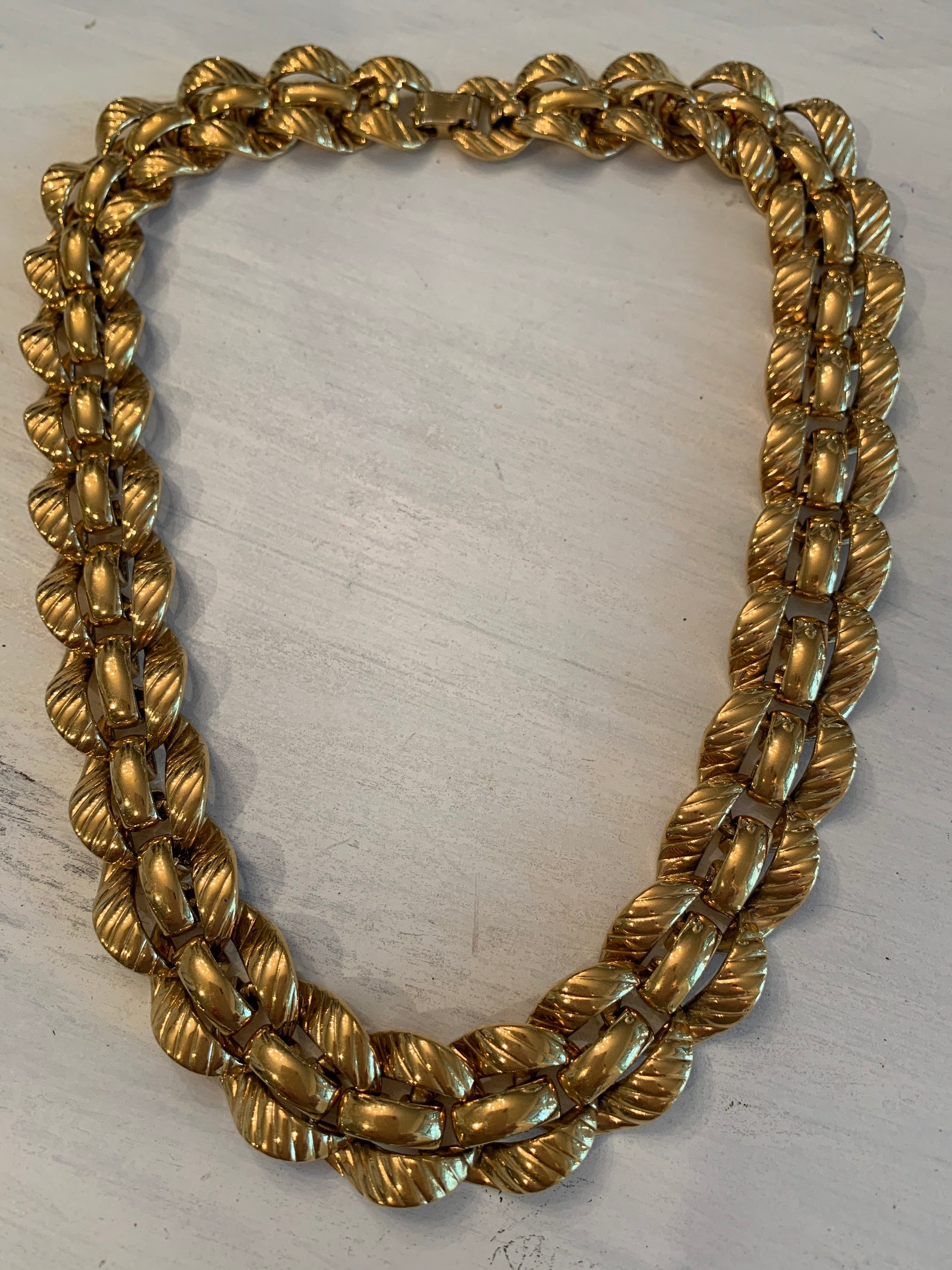 Vintage Gold Necklace Thick Chain Signed Vintage Etsy