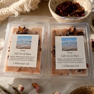 Himalayan Pink Salt Scrub cubes with Rose Petals – Gentle Exfoliating Body Polish