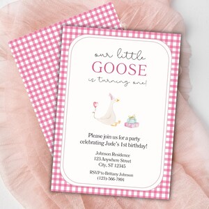 Silly Goose 1st Birthday Party Decor Bundle | Silly Goose 1st Birthday Invitation | Goose Party Decor | Editable in Canva