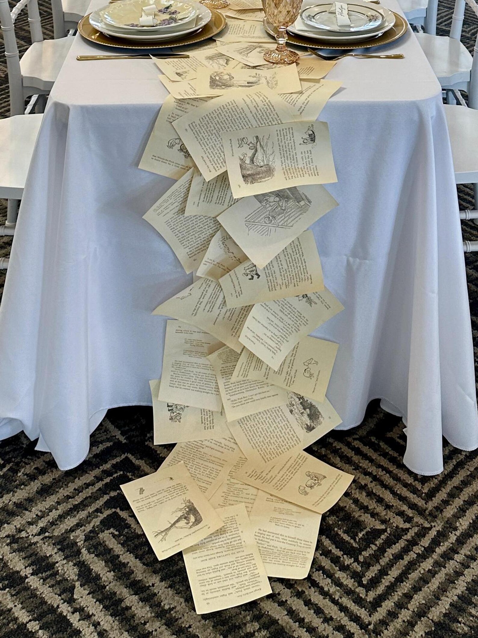 Winnie the Pooh Book Page Table Runner, Adorable Baby Shower Decor for ...