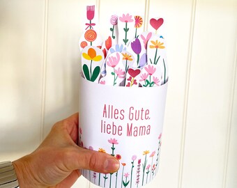 Thank You Mom Gift for Mother’s Day, DIY Floral Duplo Wrapper, Printable PDF