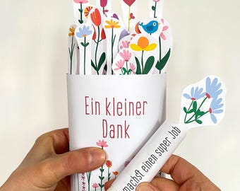 Kollegen Danke sagen Banderole für Duplo Riegel, DIY Geschenk mit Blumen für Teams und Teamplayer